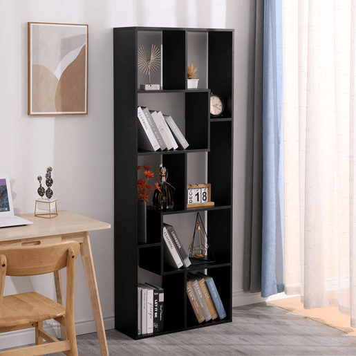 LibrerÃa negra asimétrica 8 estantes JANE LibrerÃa negra asimétrica 8 estantes JANE