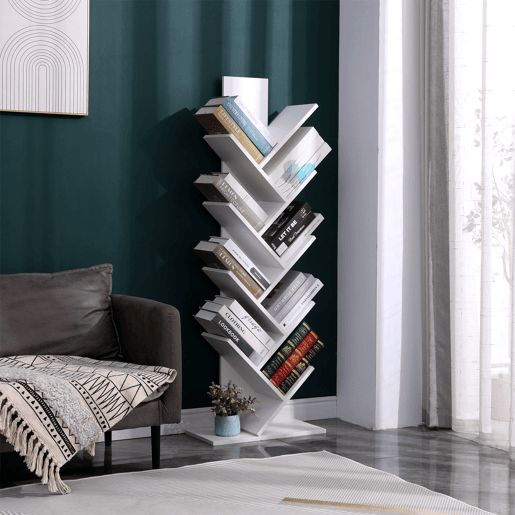 LibrerÃa blanca inclinada 8 estantes SIMONE LibrerÃa blanca inclinada 8 estantes SIMONE