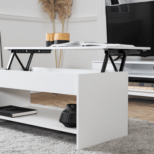 Mesa baja con tapa elevable blanca HEDDA Mesa baja con tapa elevable blanca HEDDA