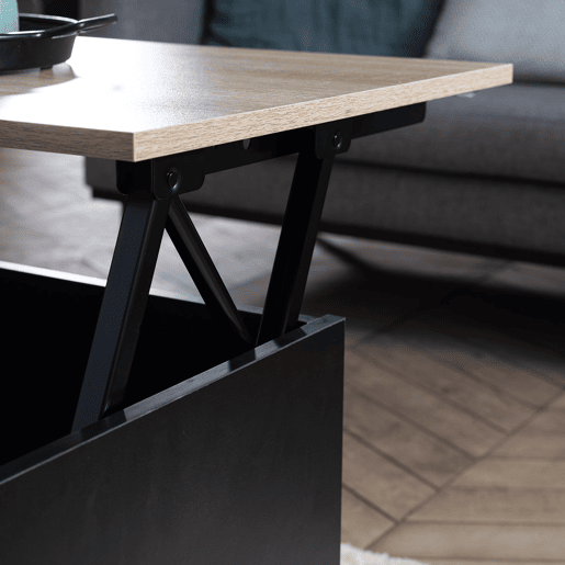 Mesa baja con tapa elevable negra y madera HEDDA Mesa baja con tapa elevable negra y madera HEDDA