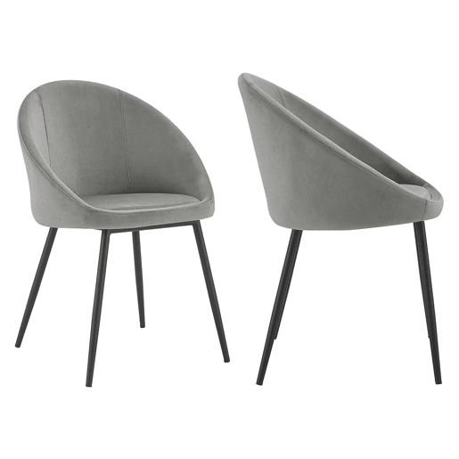 Lote de 2 sillas vintage de terciopelo gris DIANE