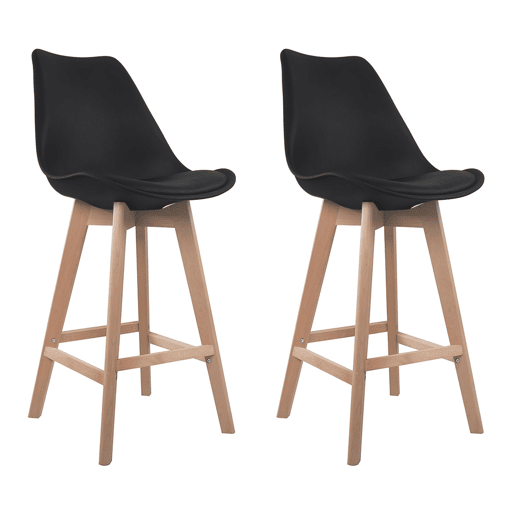 Lote de 2 taburetes escandinavos SVEN negro con cojín Lote de 2 taburetes escandinavos SVEN negro con cojín