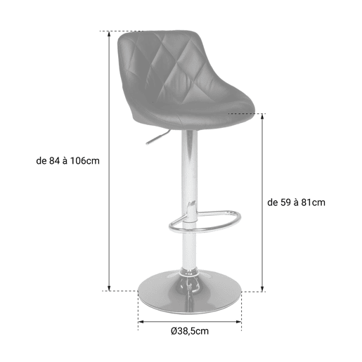 Juego de 2 taburetes de bar en blanco y negro JASPER