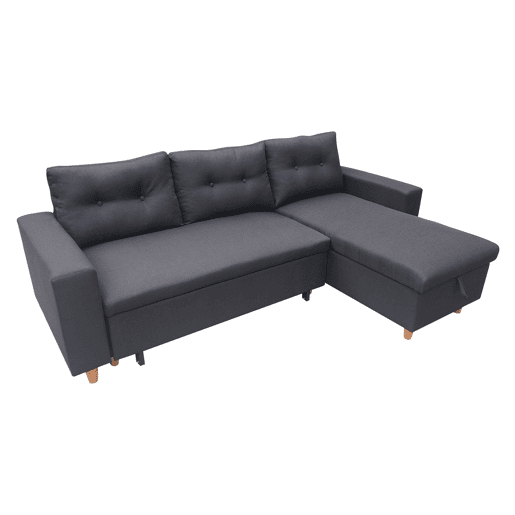 WADE Sofá cama de canto de 3 lugares cinzento antracite