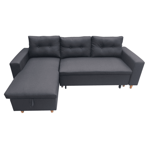 WADE Sofá cama de canto de 3 lugares cinzento antracite