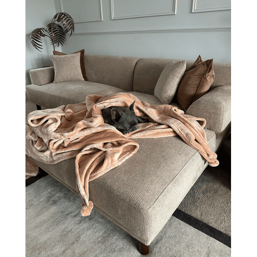 Manta TERKE 200 x 220 cm Castanho claro Manta TERKE 200 x 220 cm Castanho claro