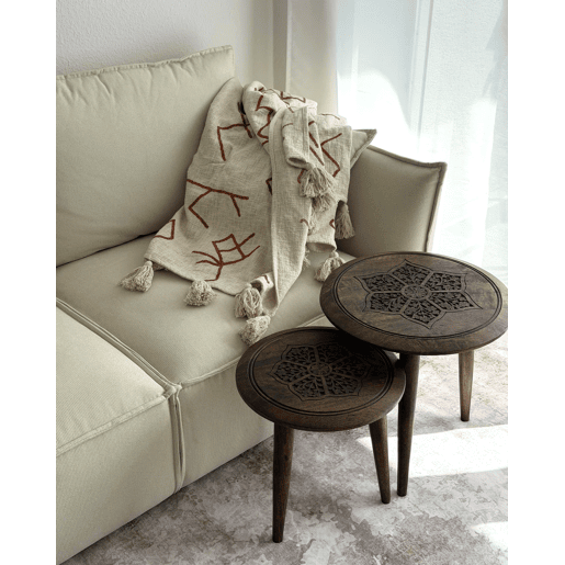 Manta BHIWANI Algodão 130 x 180 cm Creme