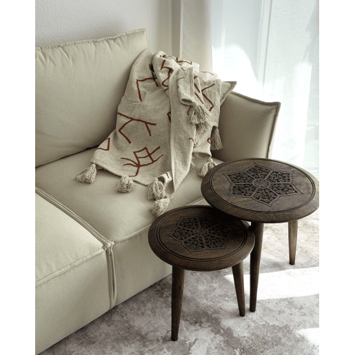 Manta BHIWANI Algodão 130 x 180 cm Creme