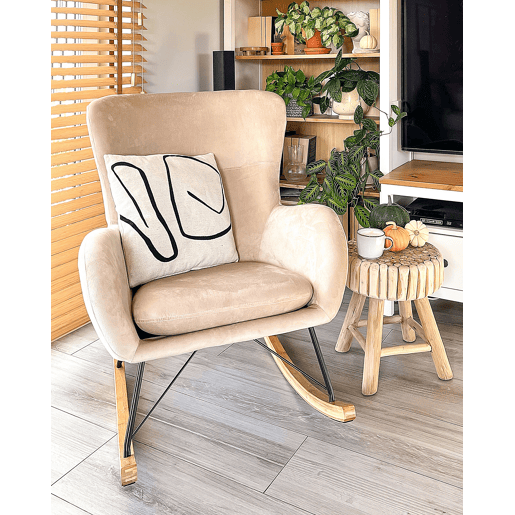 Poltrona de Baloiço ELLAN Veludo Creme