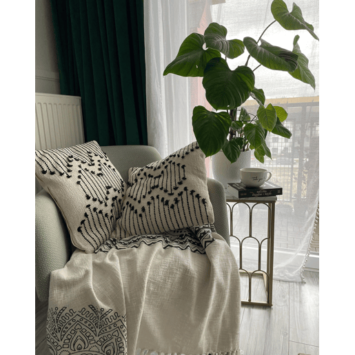 Manta BERHAMPORE Algodão 130 x 180 cm Creme