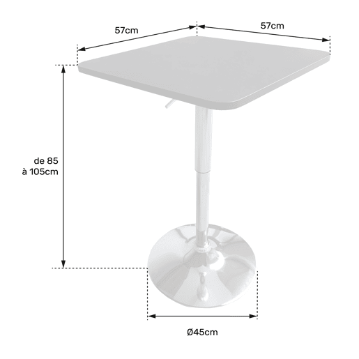 Mesa de bar quadrada LUKE pretoprata 57x57x88cm Mesa de bar quadrada LUKE pretoprata 57x57x88cm