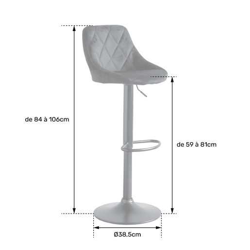 Banco de bar ROBIN em veludo cor-de-rosa 48×46×106 cm Banco de bar ROBIN em veludo cor-de-rosa 48×46×106 cm