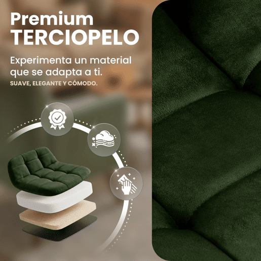 Silla de comedor Antibes tapizada en terciopelo Verde 55X45X84 cm