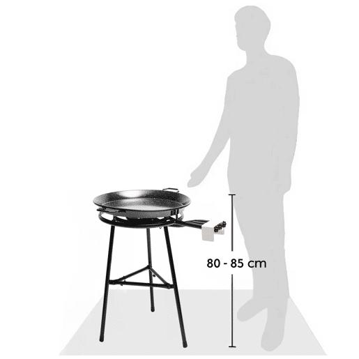 Briebe JUMBO Set Paella Queimador Triplo a gás 60-40-20 cm + Panela de Paella 65 cm + Suporte Robusto 3 Pernas, , Preto