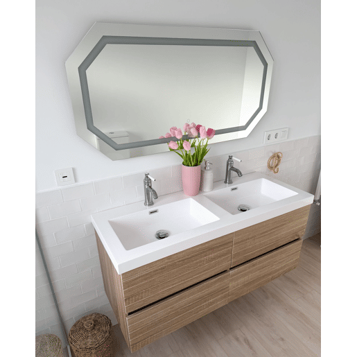 Espelho LED para casa de banho LOCMARIAQUER 120 cm 60 cm Prateado