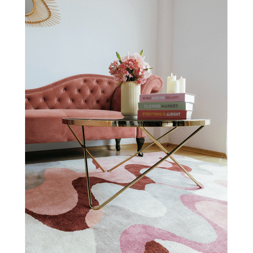 Chaise longue à direita LATTES Veludo Rosa