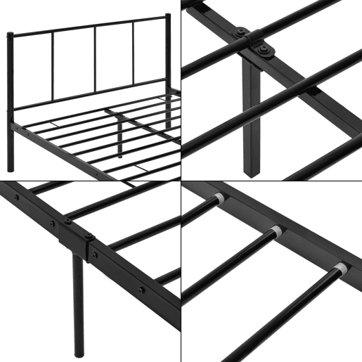 Cama individual Laos com estrado de molas- metal- 120 x 200cm- Preto en.casa