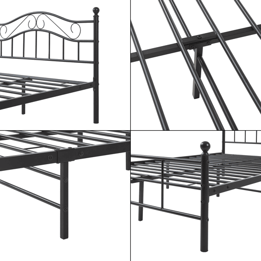 Cama de metal Florenz com cabeceira e colchão 120x200 Preto en.casa Cama de metal Florenz com cabeceira e colchão 120x200 Preto en.casa