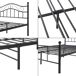 Cama individual (Florenz) con cabecero curvado, colchón y somier 126x208 Cama individual (Florenz) con cabecero curvado, colchón y somier 126x208 Negro/ Gris