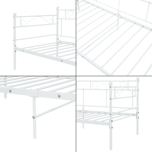 Cama individual  Sofá Granada metal robusto 100 x 200- Branco en.casa