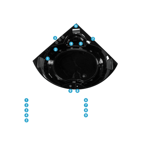 Banheira de hidromassagem de canto com LED SENADO 2050 x 1500 mm Preto