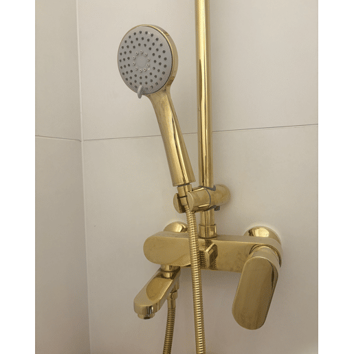 Conjunto de duche com misturadora e chuveiro com efeito chuva GURARA Dourado