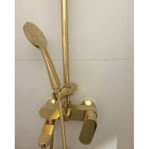 Conjunto de duche com misturadora e chuveiro com efeito chuva GURARA Dourado