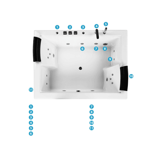Banheira de hidromassagem de canto com LED SALAMANCA Branco