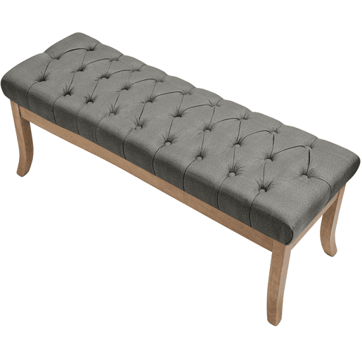 Banco Ramses tapizado en tela con estructura de madera clara Gris 38X120X46 cm Banco Ramses tapizado en tela con estructura de madera clara Gris 38X120X46 cm