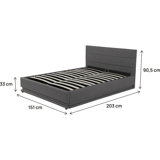 Cama Baú LED Anastasia - 140 x 190 - Cinza escuro