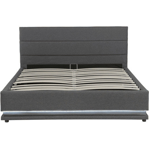 Cama Baú LED Anastasia - 140 x 190 - Cinza escuro