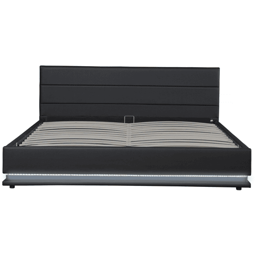 Cama LED com baú Anastasia - 140 x 190 cm - Preto