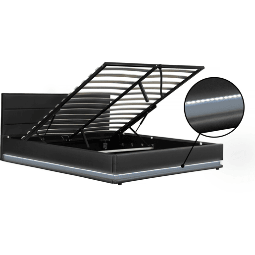 Cama LED com baú Anastasia - 180 x 200 cm - Preto