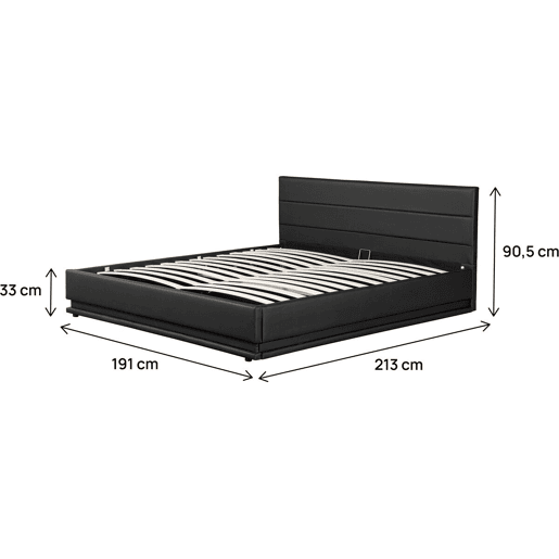 Cama LED com baú Anastasia - 180 x 200 cm - Preto