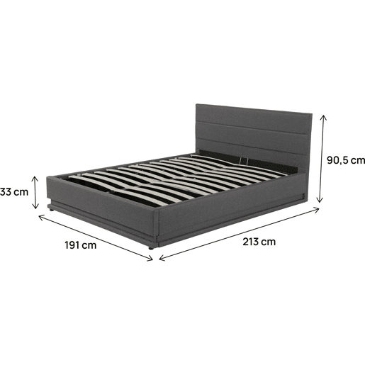 Cama Baú LED Anastasia - 180 x 200 - Cinza escuro
