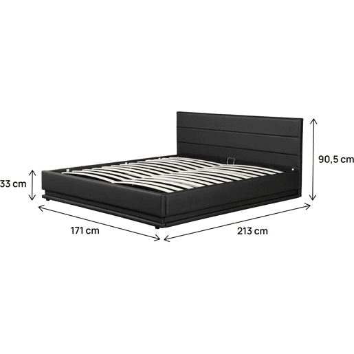 Cama LED com baú Anastasia - 160 x 200 cm - Preto