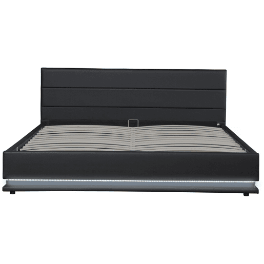 Cama LED com baú Anastasia - 160 x 200 cm - Preto