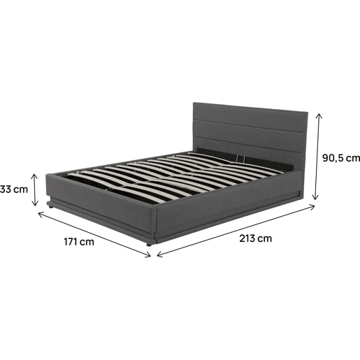 Cama Baú LED Anastasia - 160 x 200 - Cinza escuro