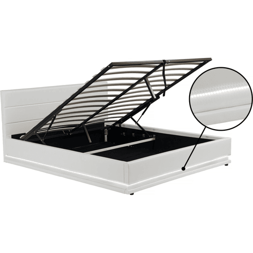 Cama LED com baú Anastasia - 160 x 200 cm - Branco