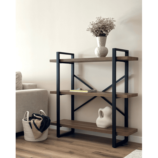 Estante com 3 prateleiras TIMBER 111 cm Castanho escuro