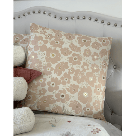 Conjunto de 2 almofadas decorativas TRITELEIA Veludo 45 x 45 cm Rosa Padrão floral
