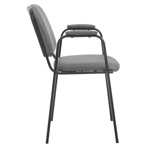 Silla apilable Ken Pro de polipiel Simil cuero Gris 55X53X79 cm