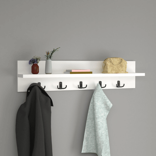 Bengaleiro de parede Hammarö aglomeradoplástico 80 x 13 x 18 cm em branco en.casa