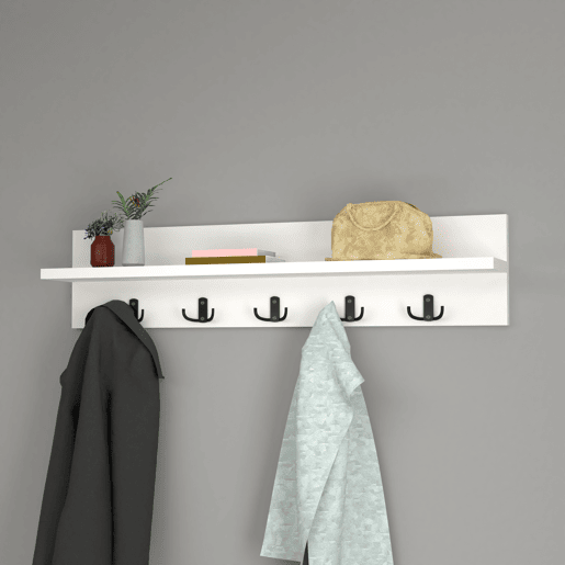 Bengaleiro de parede Hammarö aglomeradoplástico 80 x 13 x 18 cm em branco en.casa