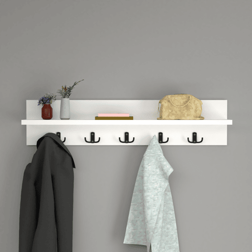 Bengaleiro de parede Hammarö aglomeradoplástico 80 x 13 x 18 cm em branco en.casa