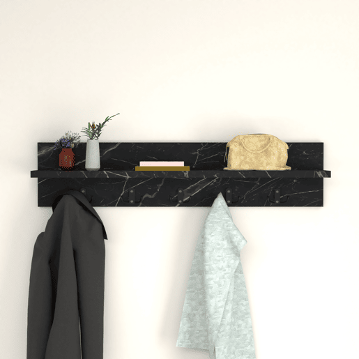 Bengaleiro de parede Hammarö aglomeradoplástico 80 x 13 x 18 cm mármore preto en.casa
