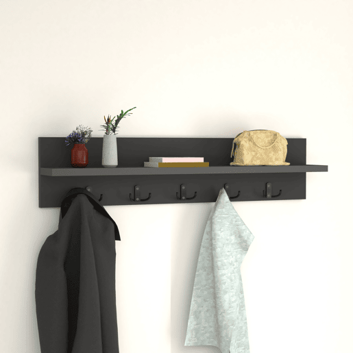 Bengaleiro de parede Hammarö aglomeradoplástico 80 x 13 x 18 cm antracite en.casa