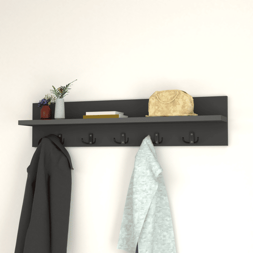 Bengaleiro de parede Hammarö aglomeradoplástico 80 x 13 x 18 cm antracite en.casa