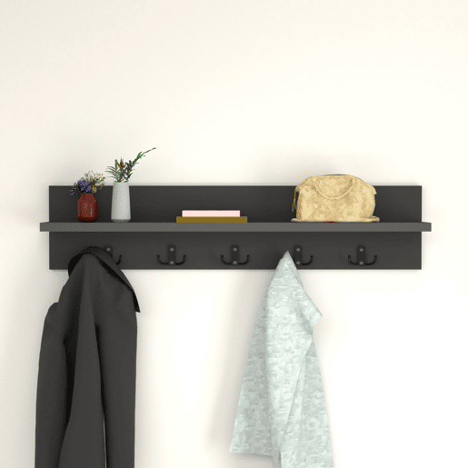 Bengaleiro de parede Hammarö aglomeradoplástico 80 x 13 x 18 cm antracite en.casa