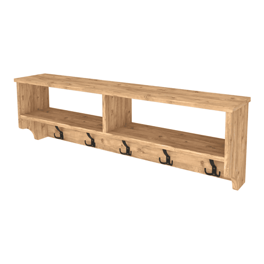 Bengaleiro de parede Åstorp em aglomeradoplástico 120 x 22 x 37 cm efeito carvalho en.casa